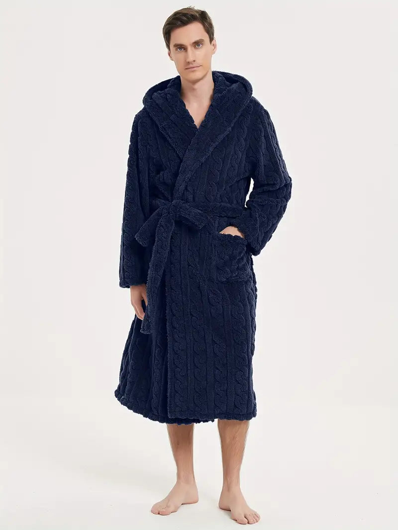 Peignoir D'hiver à Capuche pour Hommes — coloris bleu marine