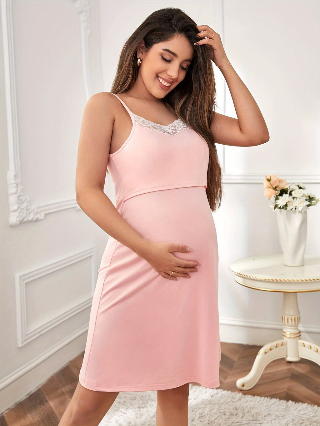 Women's maternity nursing nightdress and robe set