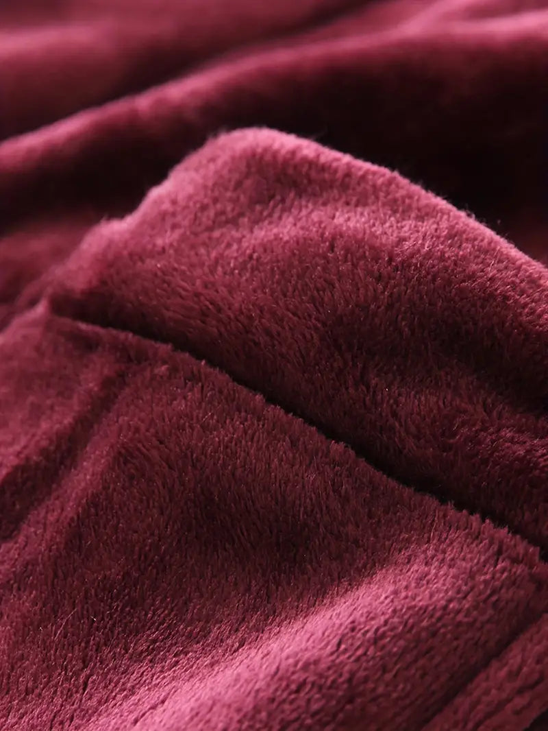 Soft long hooded fleece bathrobe