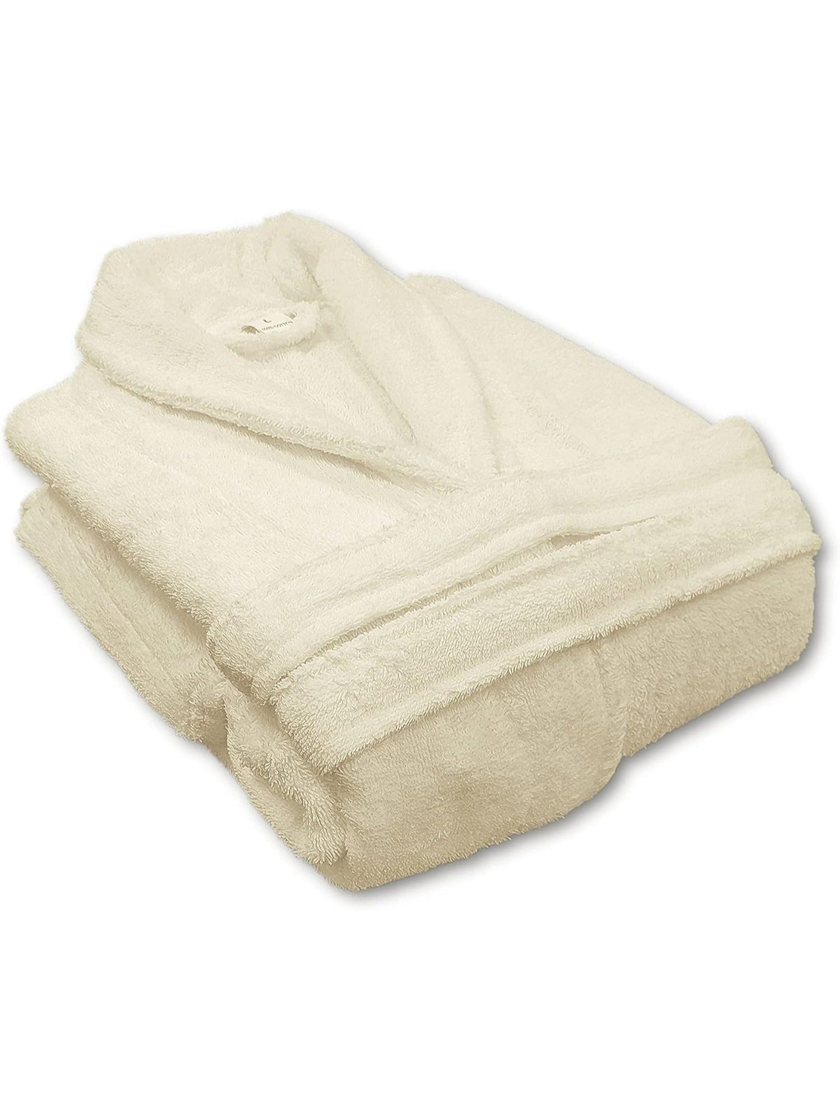 Unisex long terry towelling bathrobe with a shawl collar