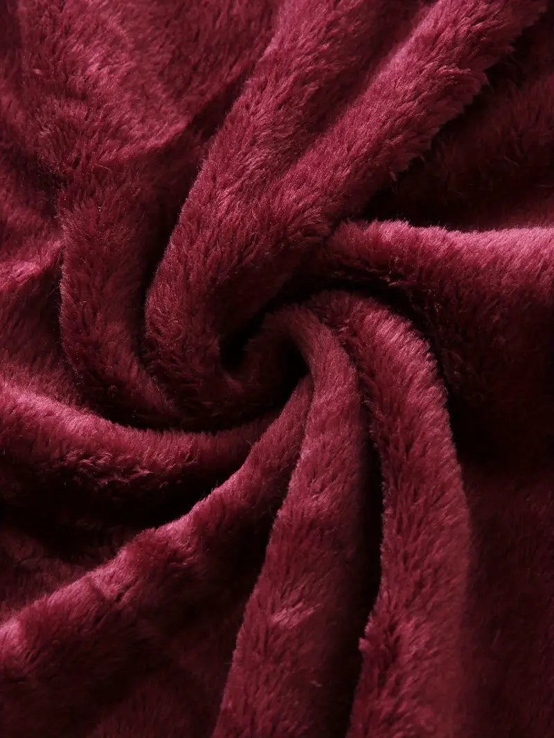 Soft long hooded fleece bathrobe