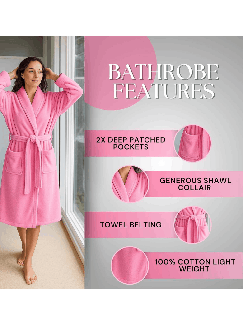 Unisex towelling bathrobe