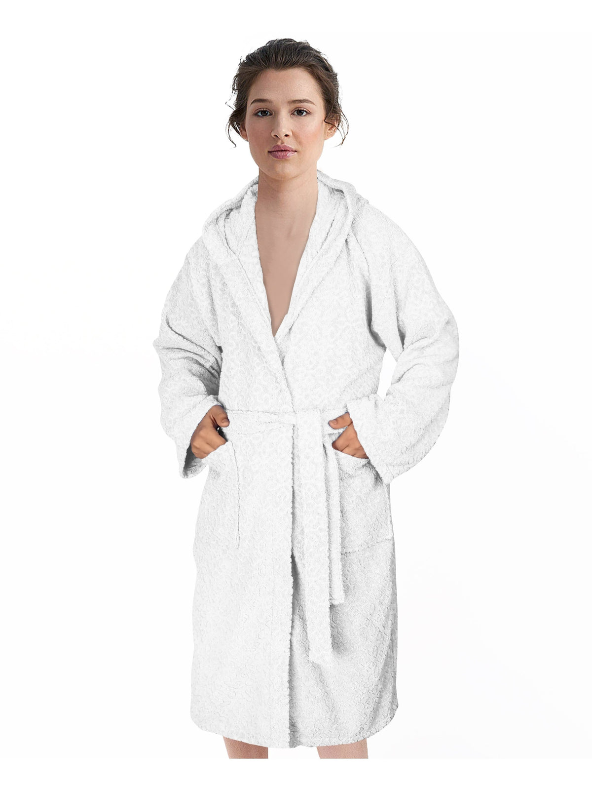 Unisex long hooded terry towelling bathrobe