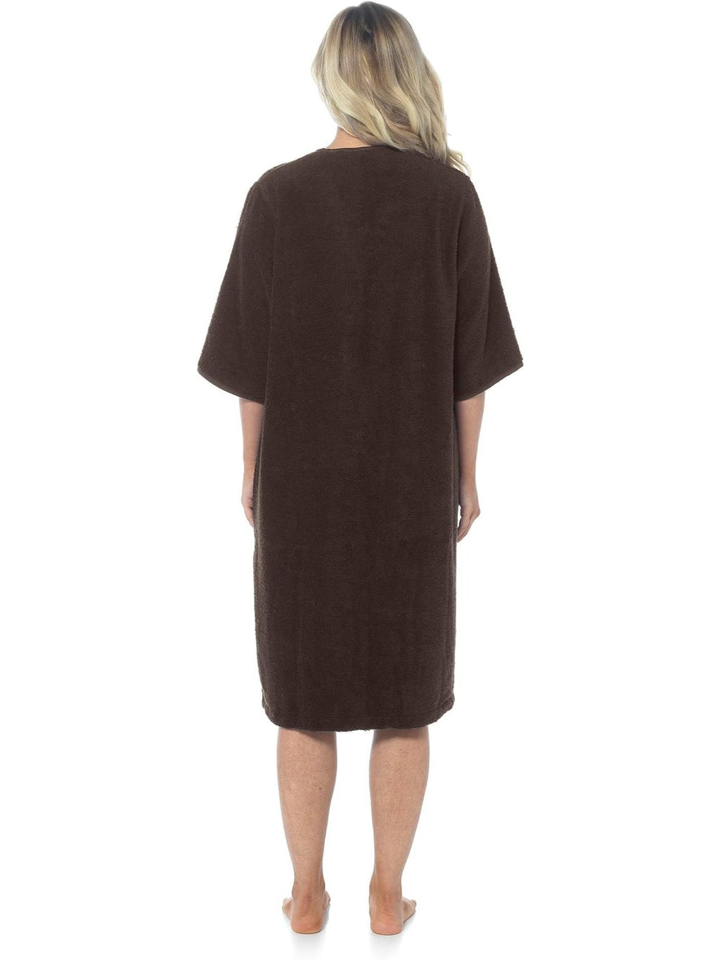 Women's zip-up towelling wrap dressing gown