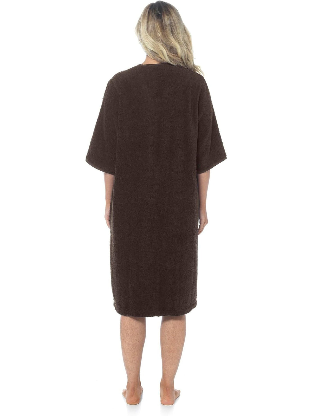 Women's zip-up towelling wrap dressing gown