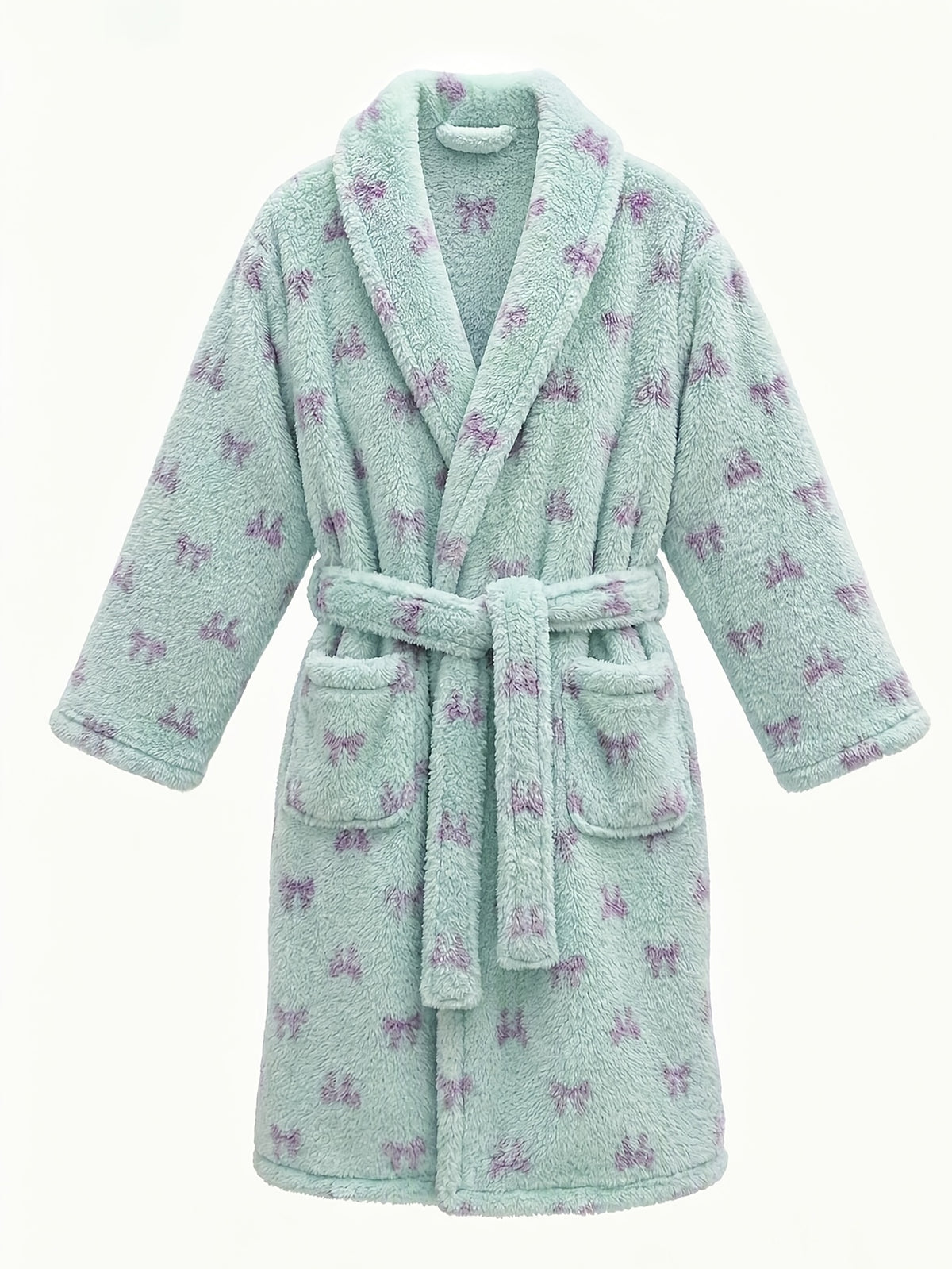 Unisex fluffy fleece dressing gown