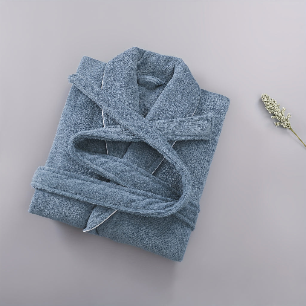 Unisex pink long towelling bathrobe