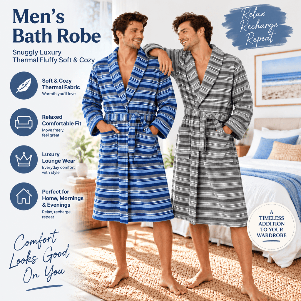 Men's striped bathrobe