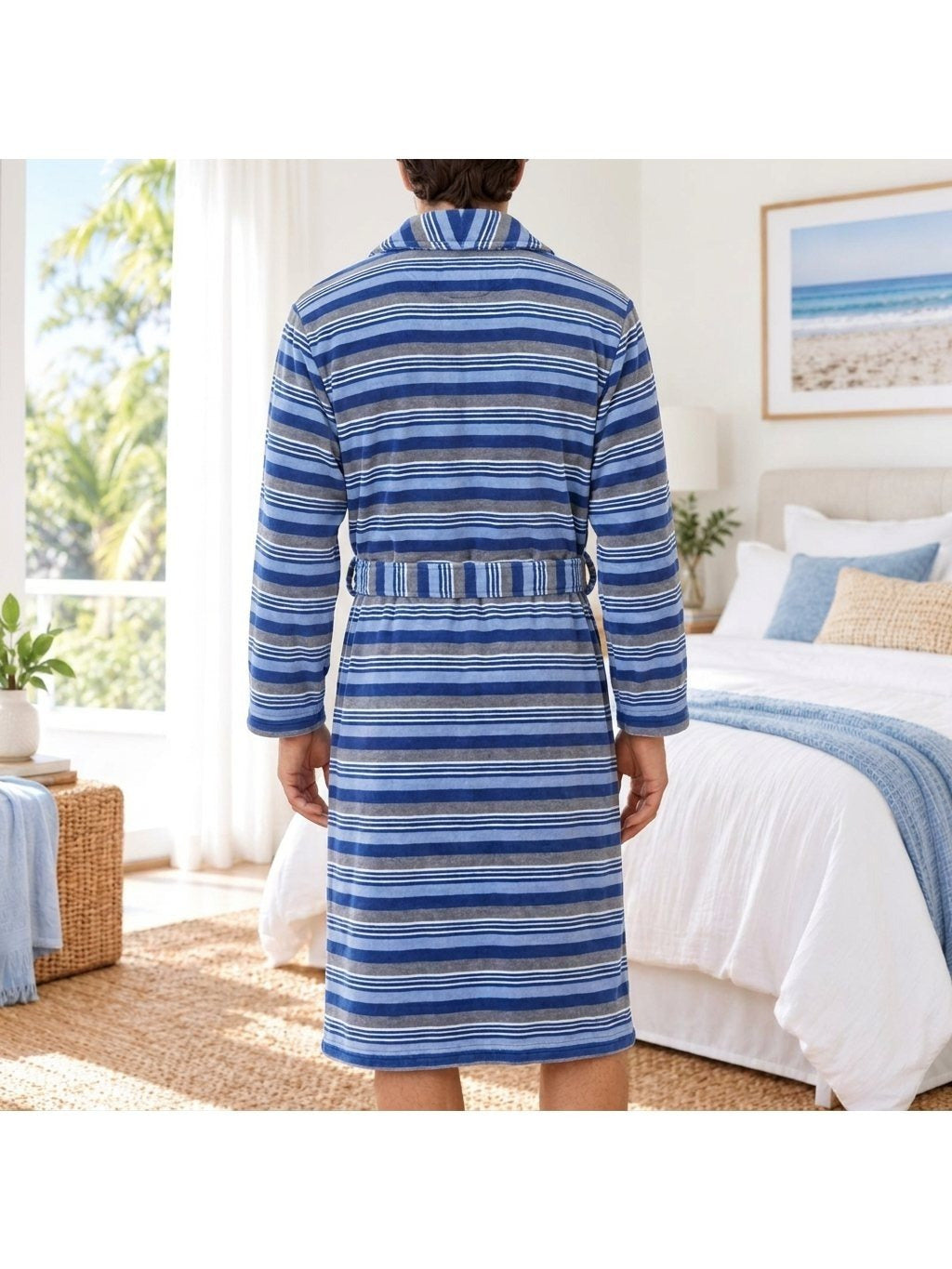 Men's striped bathrobe