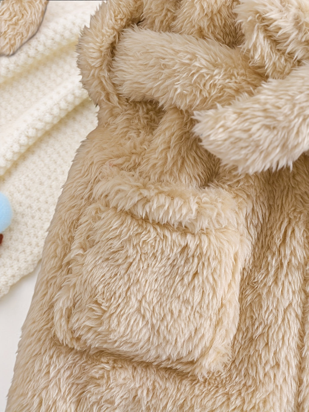 Baby white hooded fluffy fleece dressing gown