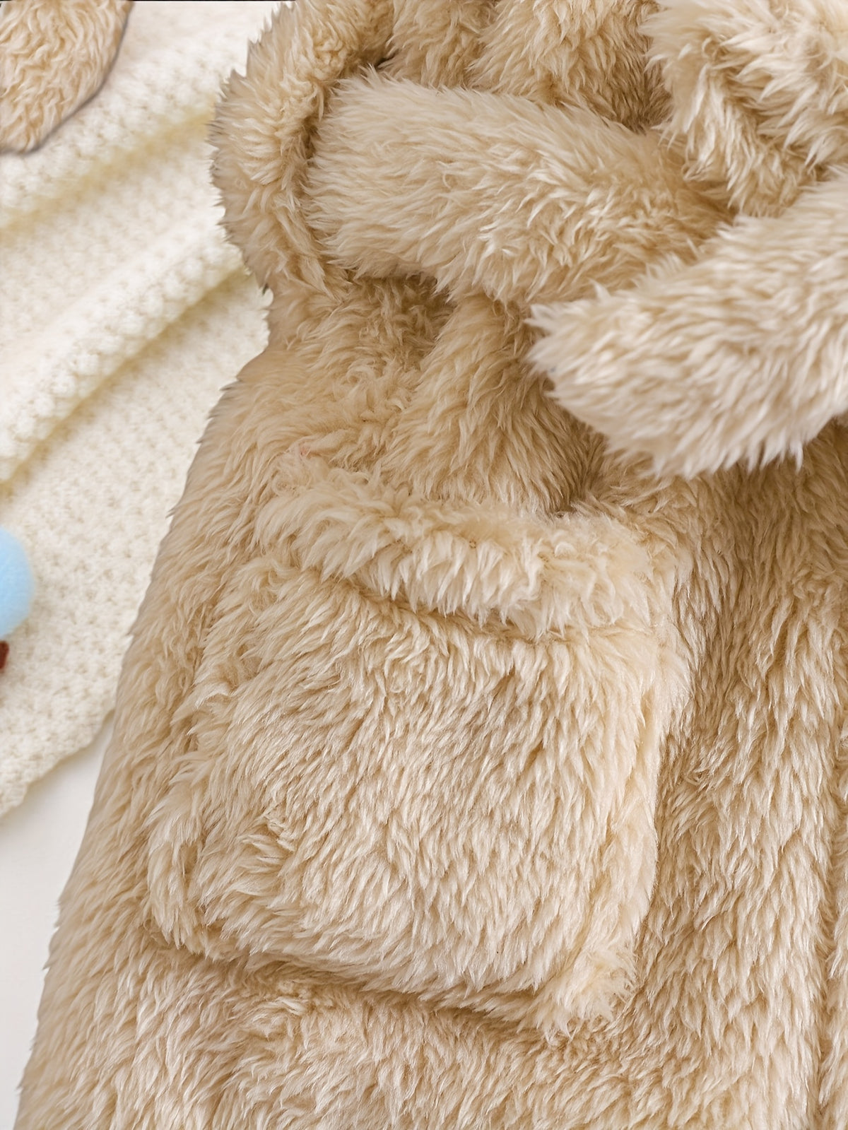 Baby white hooded fluffy fleece dressing gown