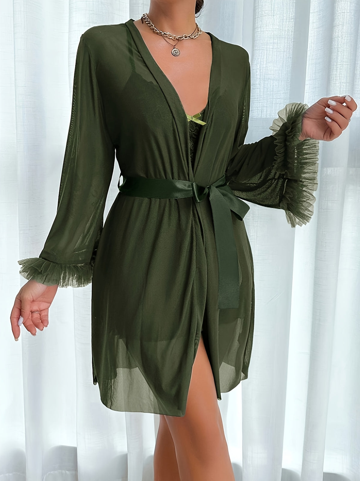 Women's lace dressing gown