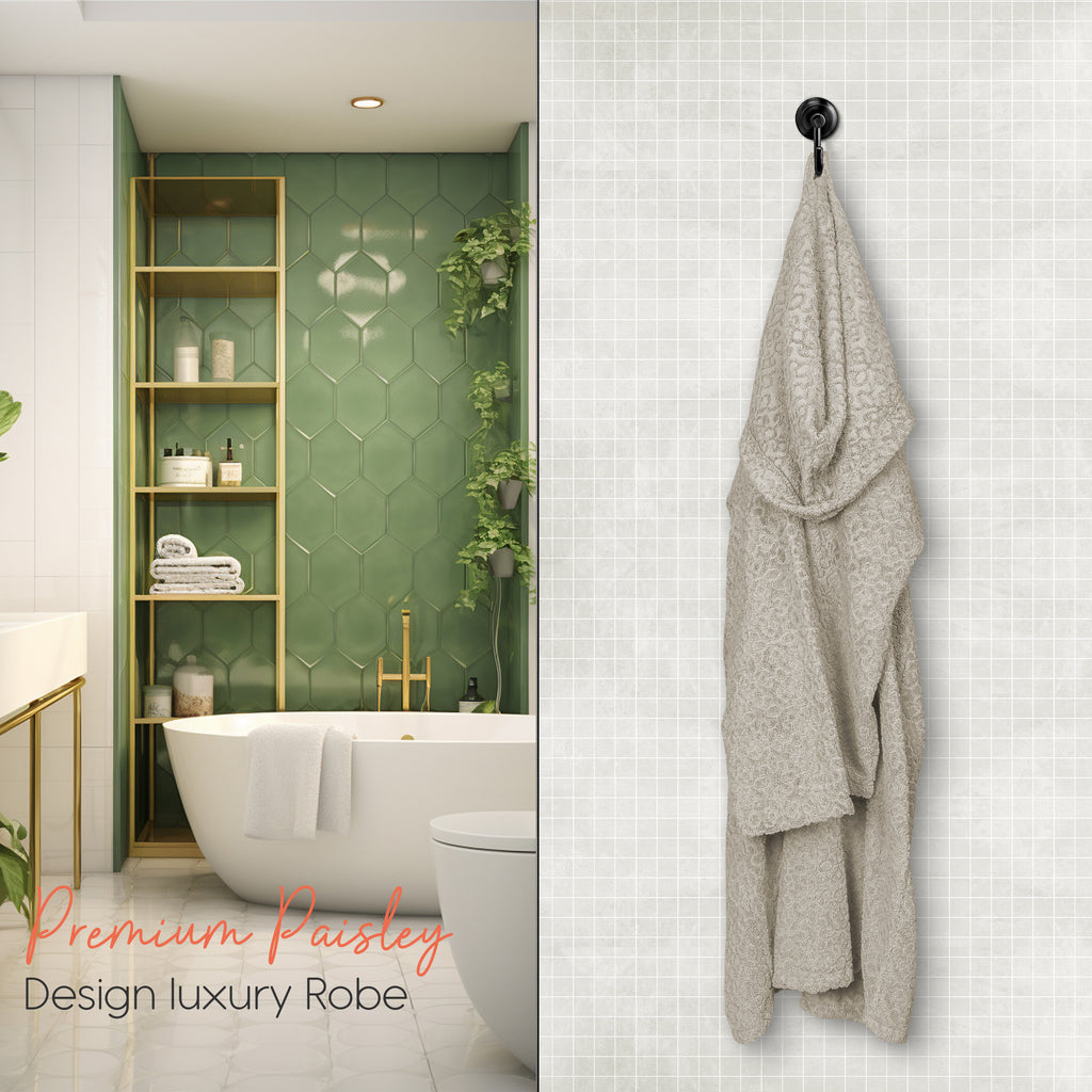 Unisex long hooded terry towelling bathrobe