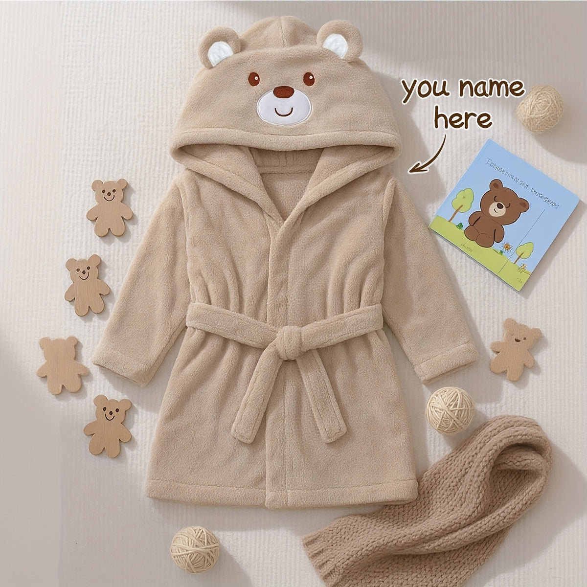 Baby hooded fluffy fleece dressing gown