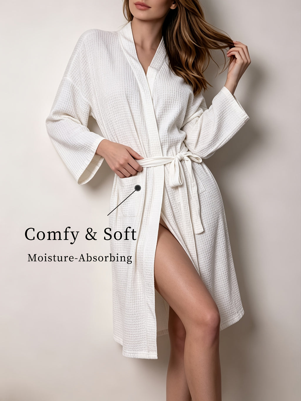 Women's white long bathrobe