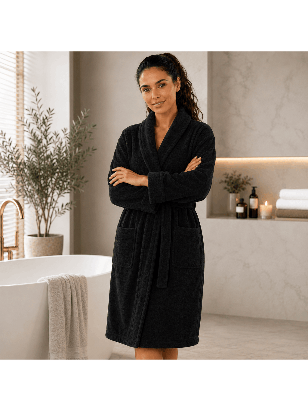 Unisex terry towelling bathrobe
