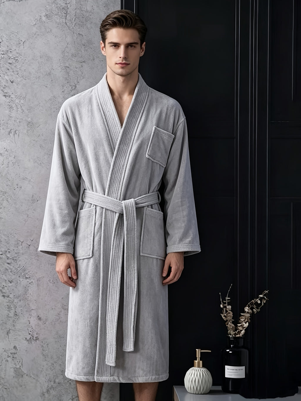 Unisex velour bathrobe