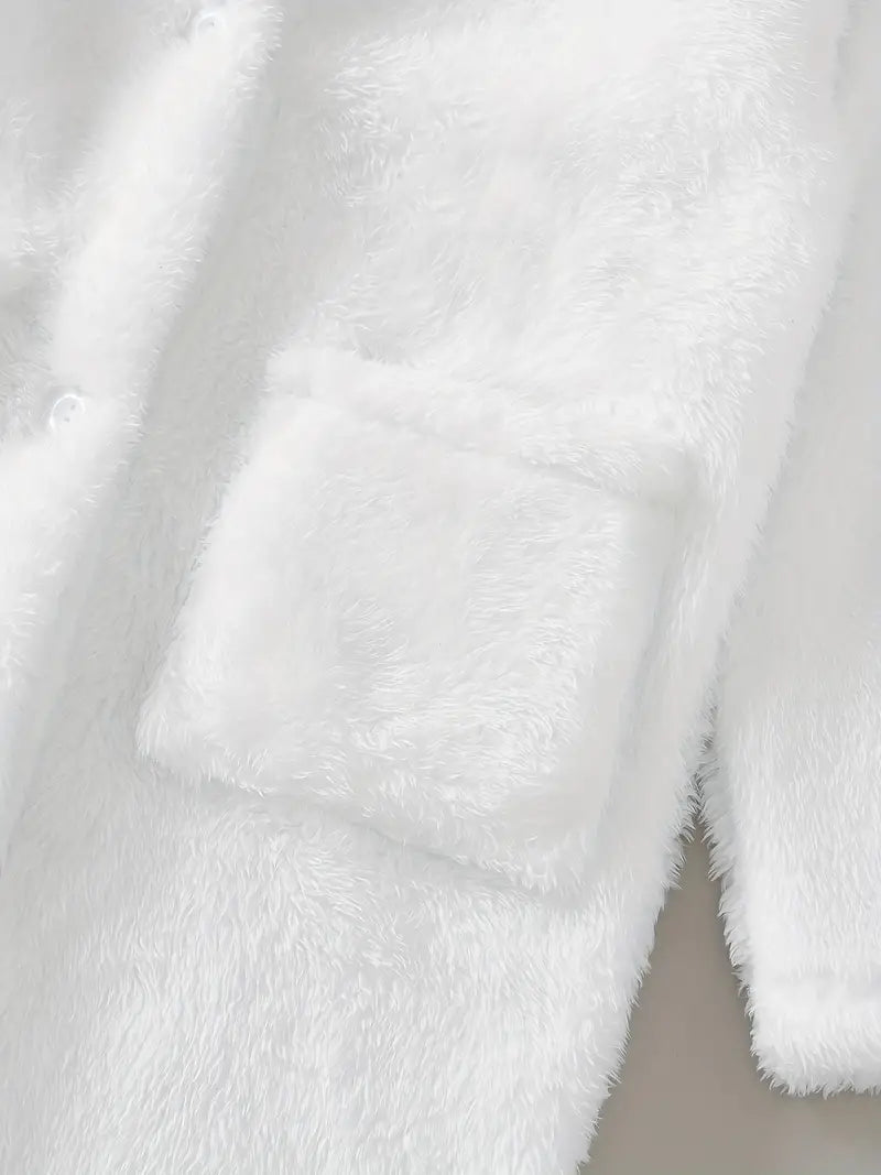 Kids' white rabbit ear bathrobe