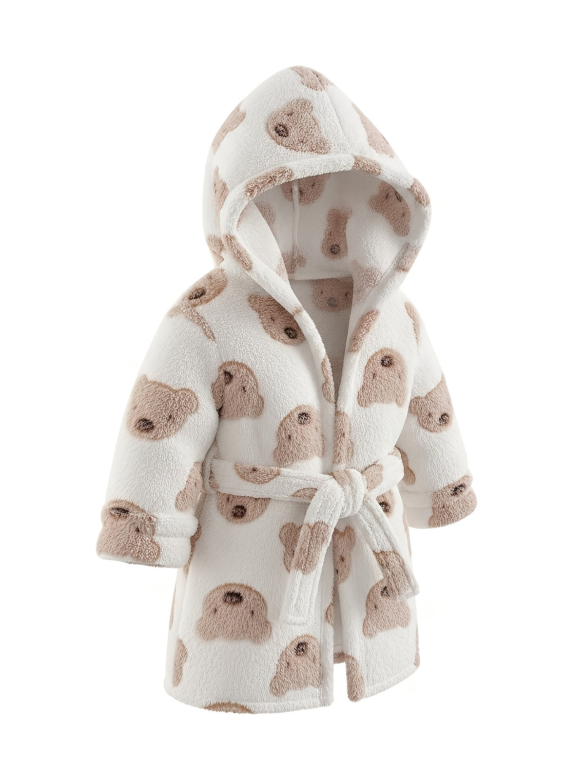 Newborn long hooded fluffy fleece dressing gown