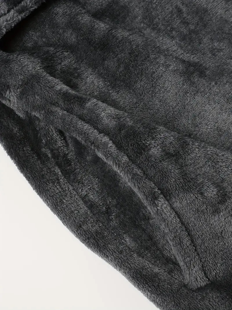 Men's warm fleece towelling bathrobe
