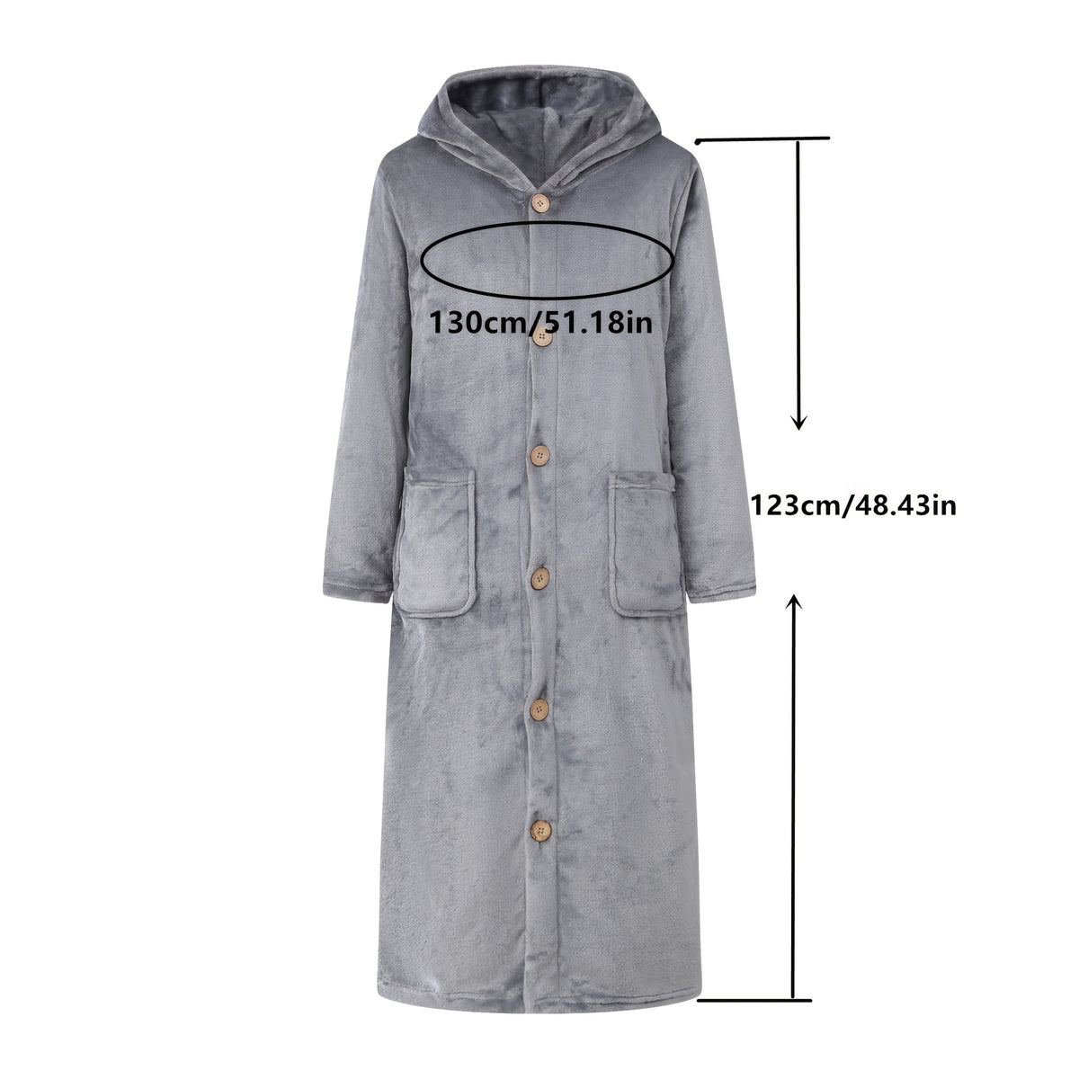 Women's hooded button-up fleece dressing gown