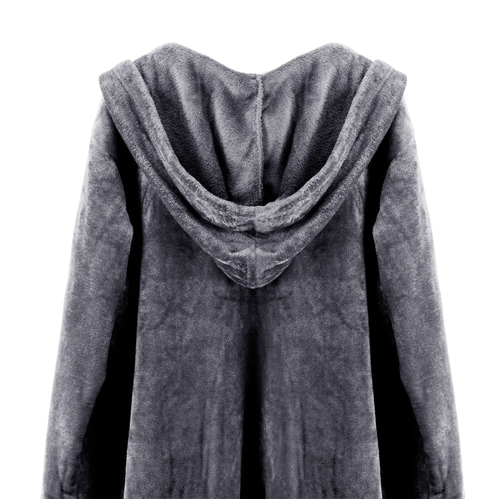 Unisex black hooded bathrobe