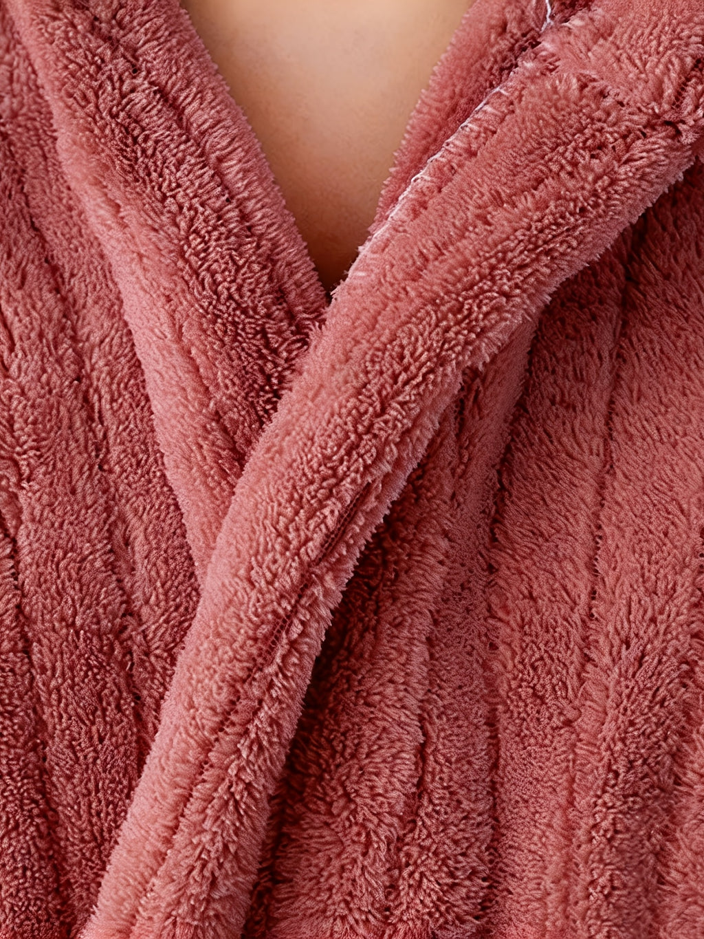 Unisex hooded ribbed bathrobe