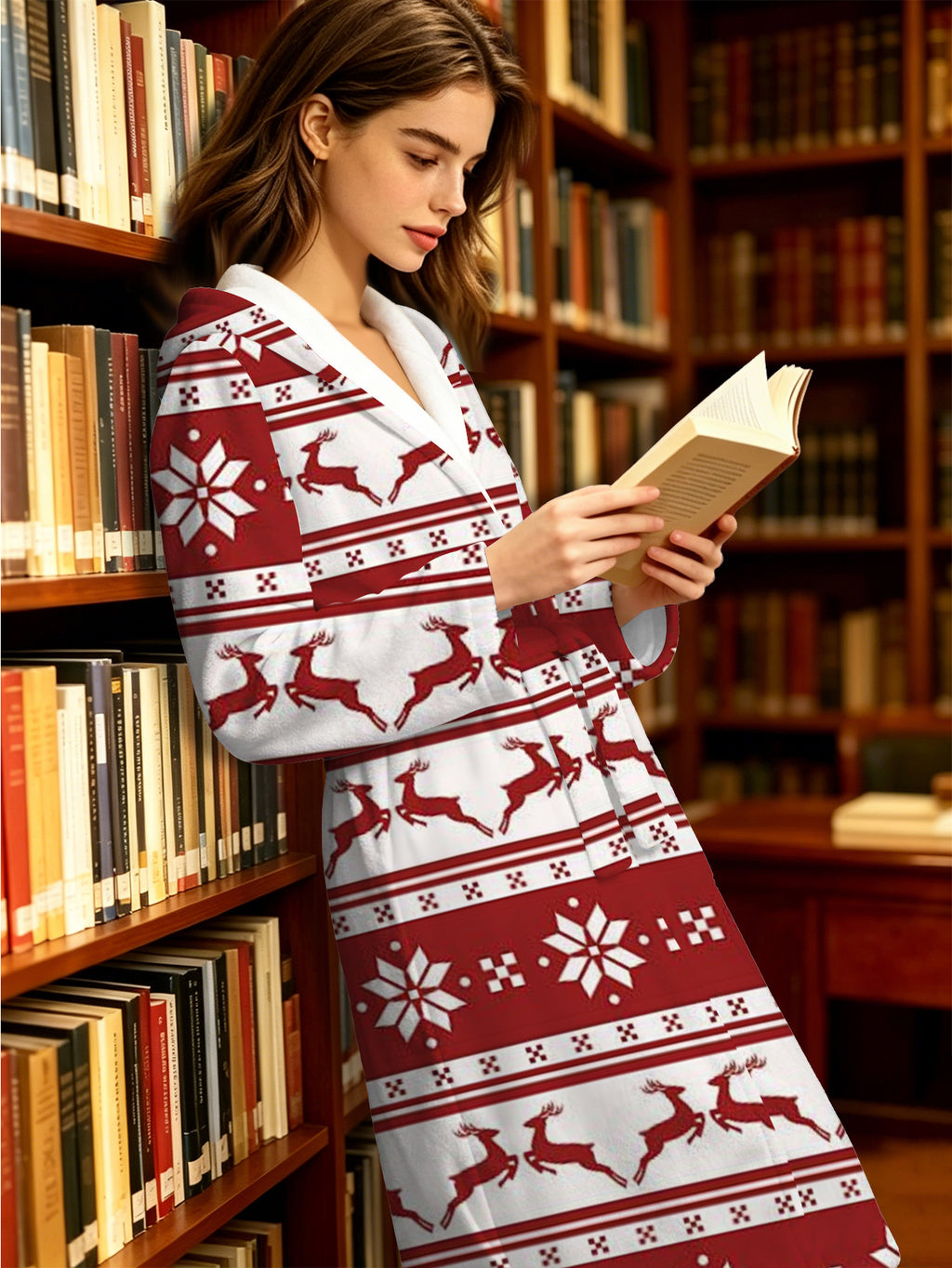 Older kids' red Fair Isle Christmas dressing gown