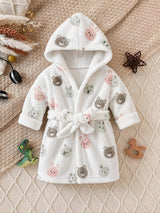 Newborn white hooded towelling bathrobe