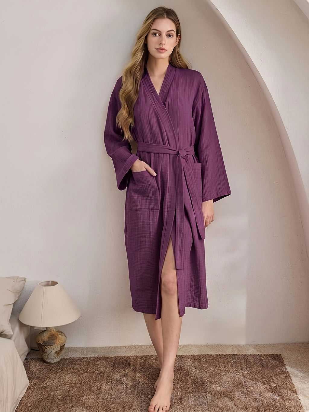 Women's purple bathrobe