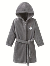 Peignoir de Bain Enfant Chaud Couleur Unie — coloris gris