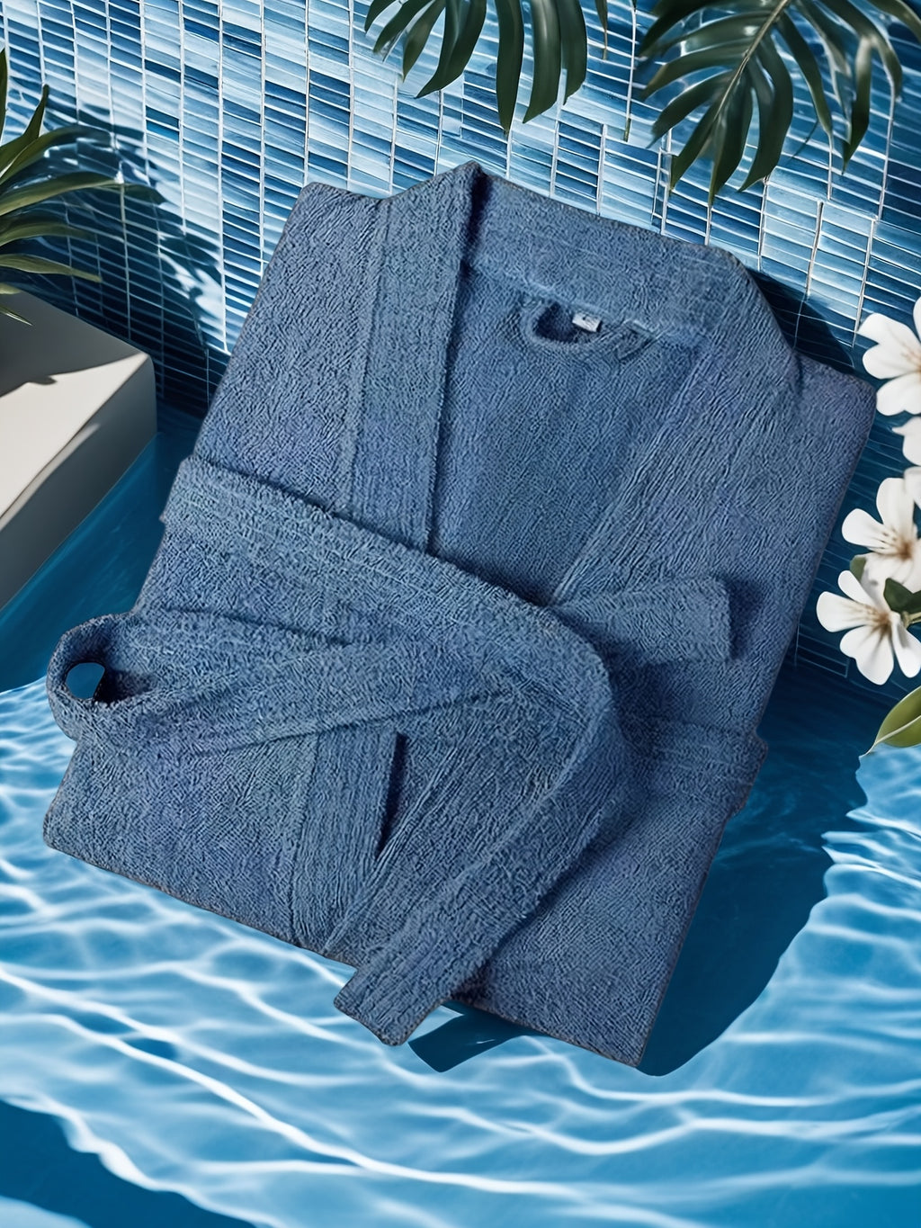 Women's long towelling bathrobe