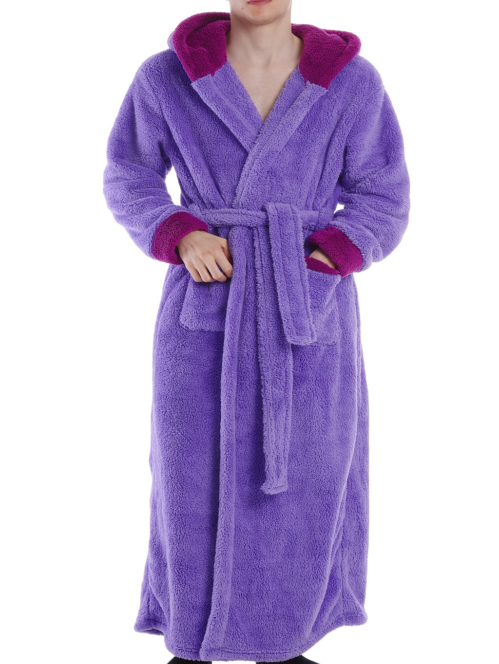 Unisex long hooded bathrobe