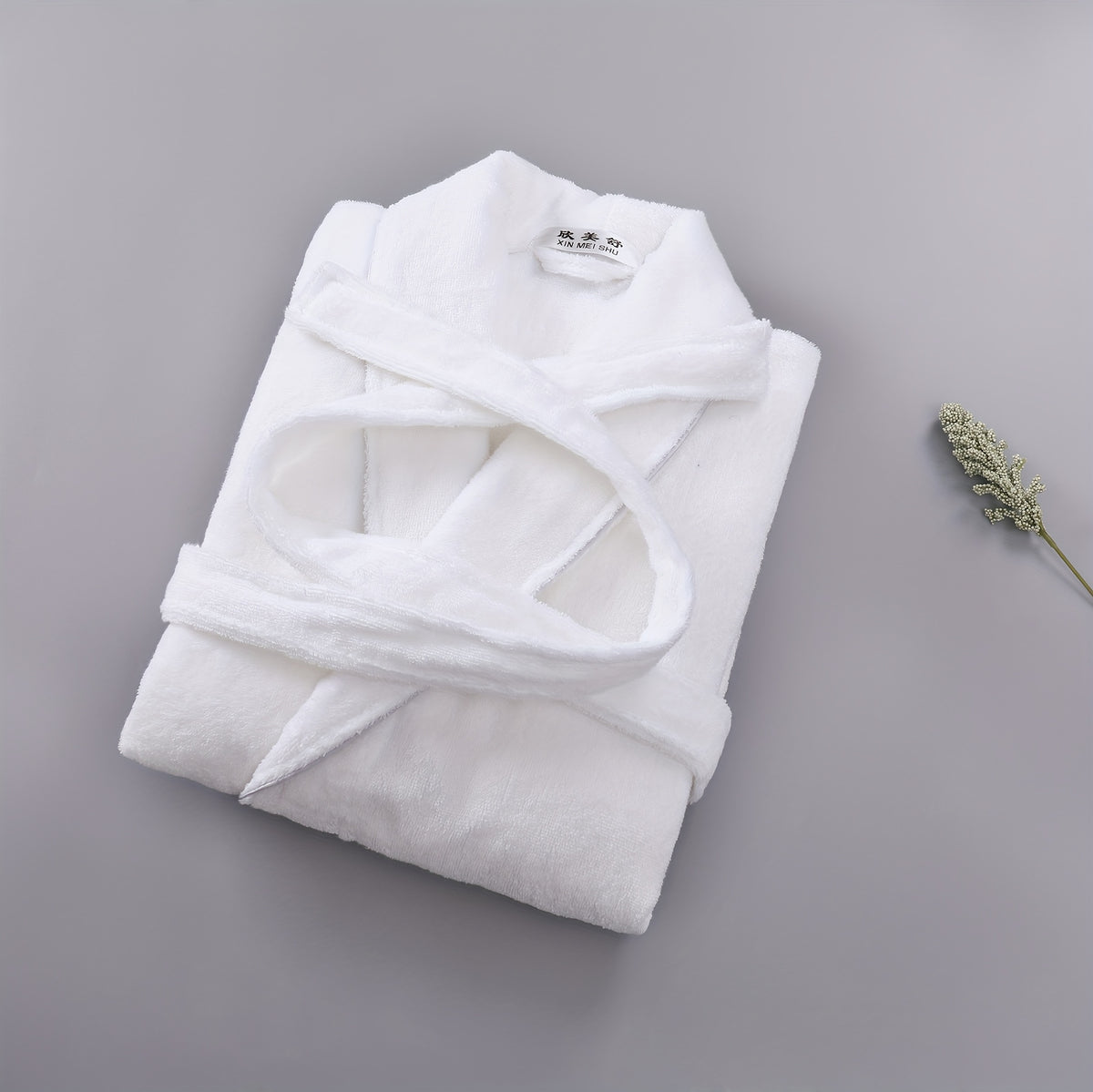 Unisex pink long towelling bathrobe