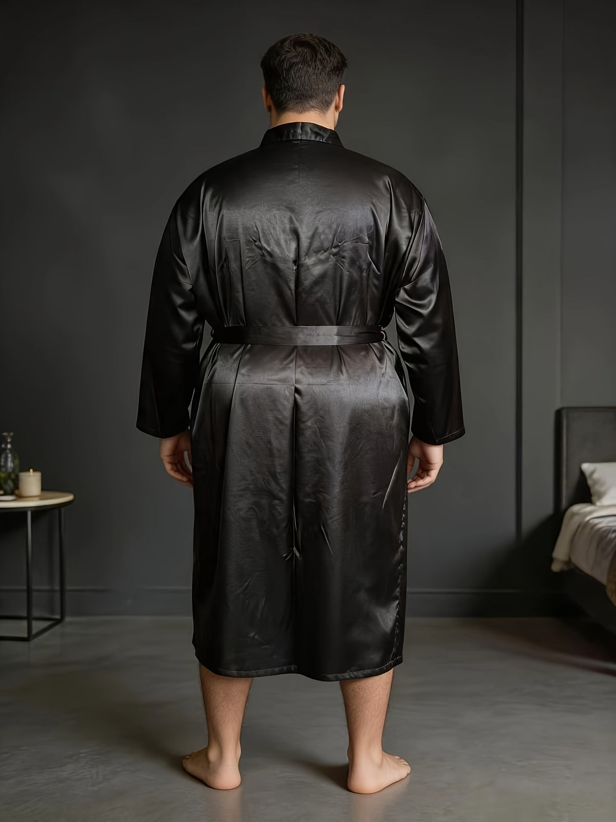 Men's white satin dressing gown