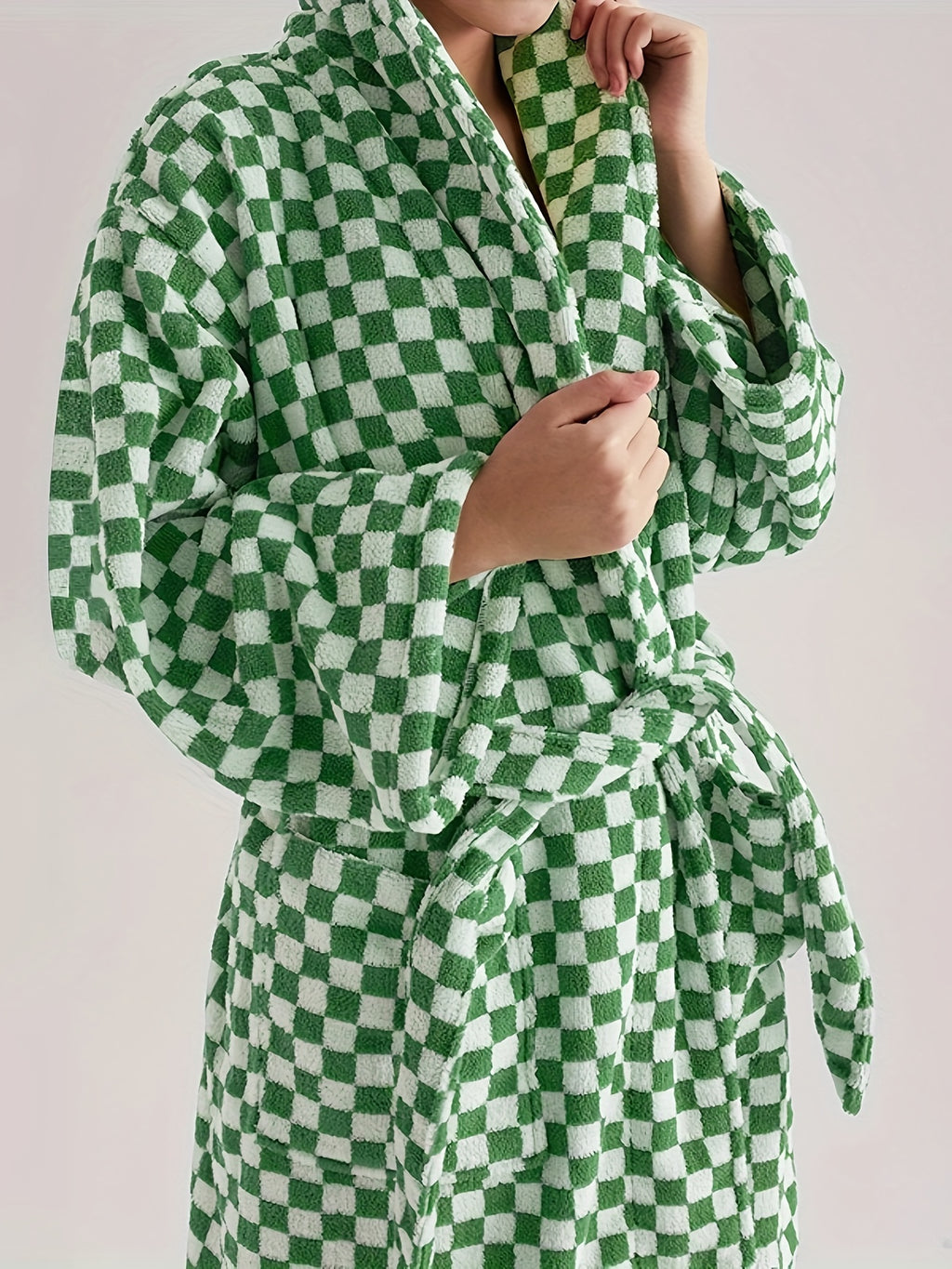Women's long tartan bathrobe