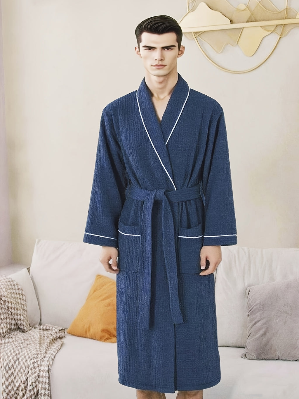 Women's waffle bathrobe