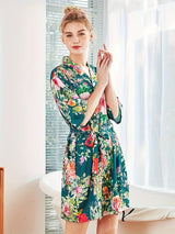 Peignoir Kimono Floral Élégant — coloris vert
