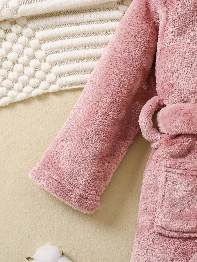 Baby fleece bathrobe with ears