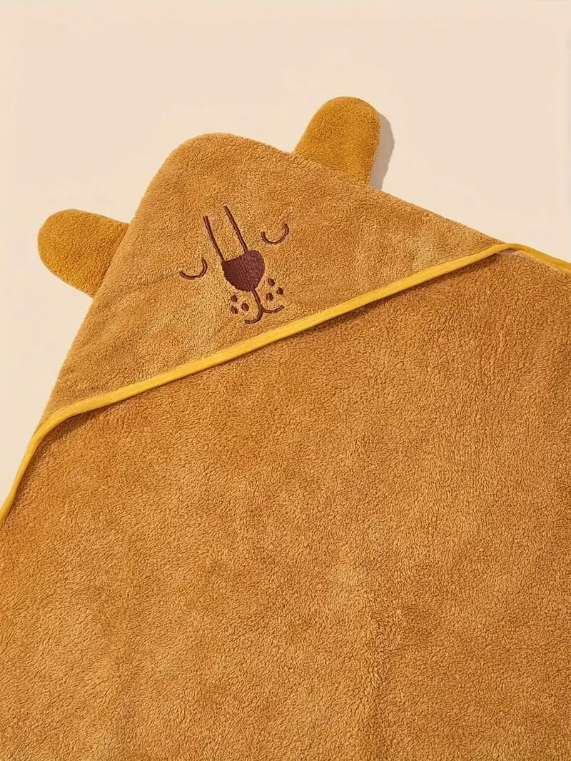 Baby hooded towelling bathrobe, teddy bear
