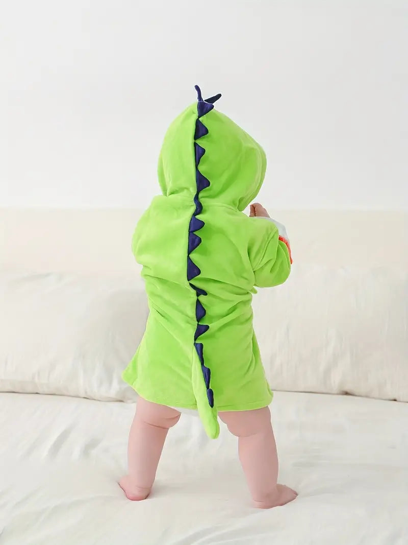 Baby green hooded bathrobe with tail Image