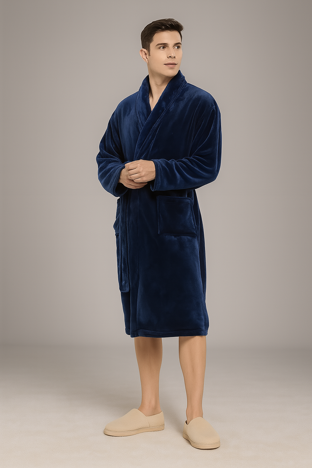 Peignoir Éponge Confortable Et Douce — coloris bleu marine