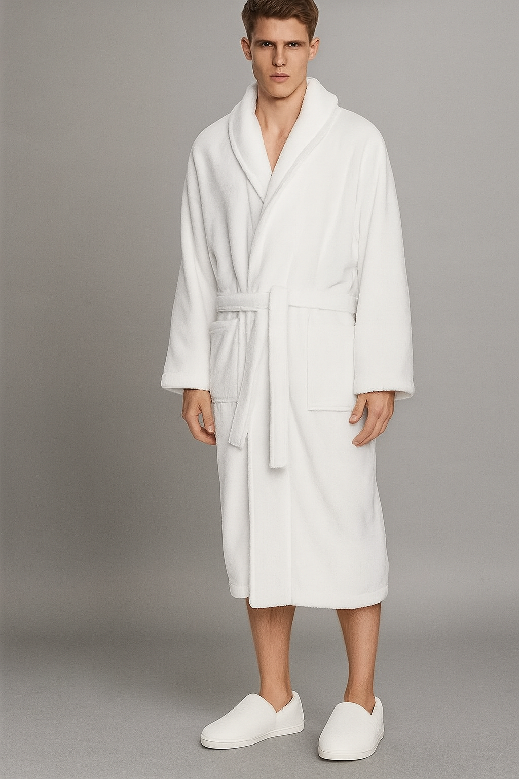 Peignoir Homme Polaire de Bain Blanc — coloris blanc
