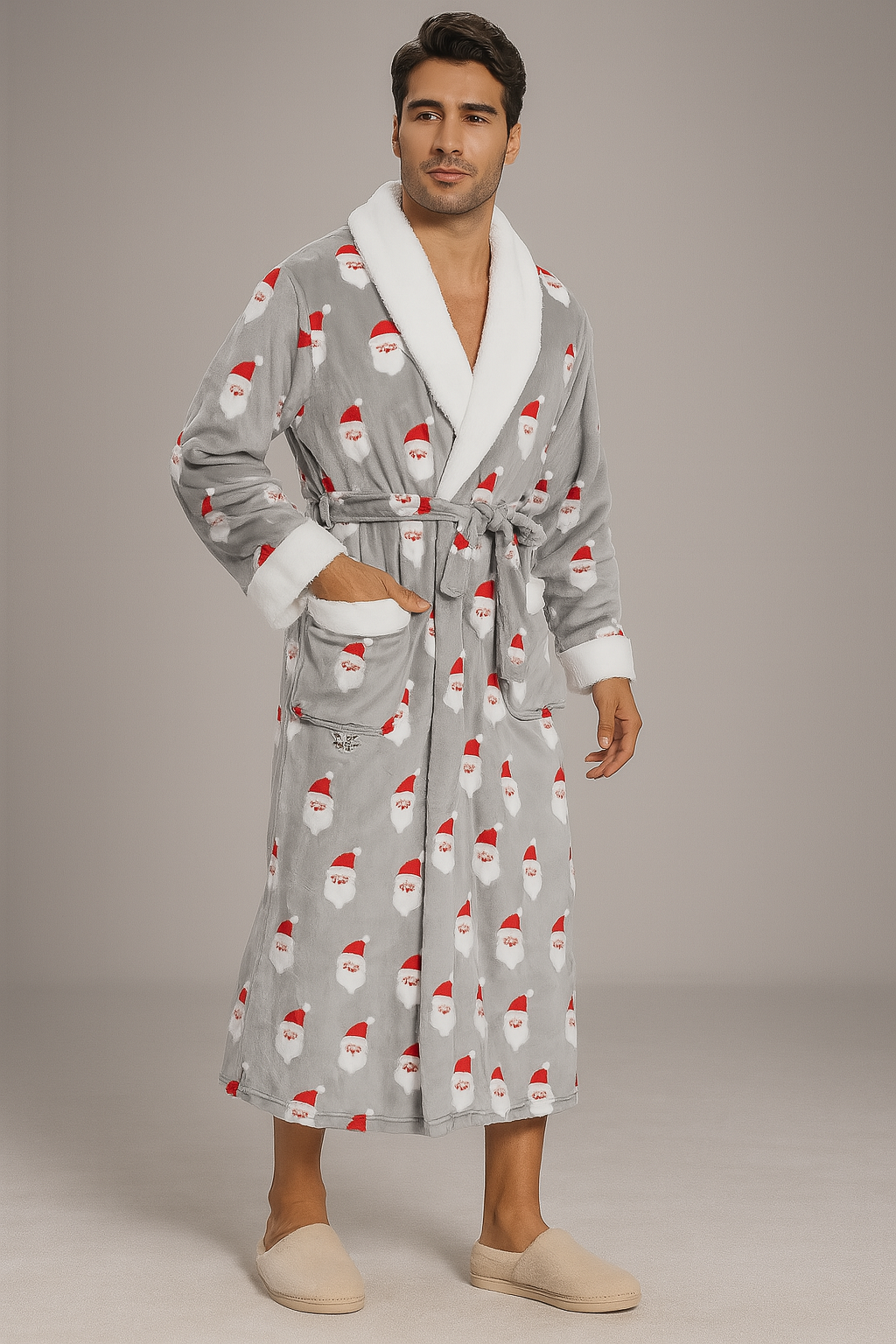 Peignoir Polaire Chaud de Noël — coloris gris