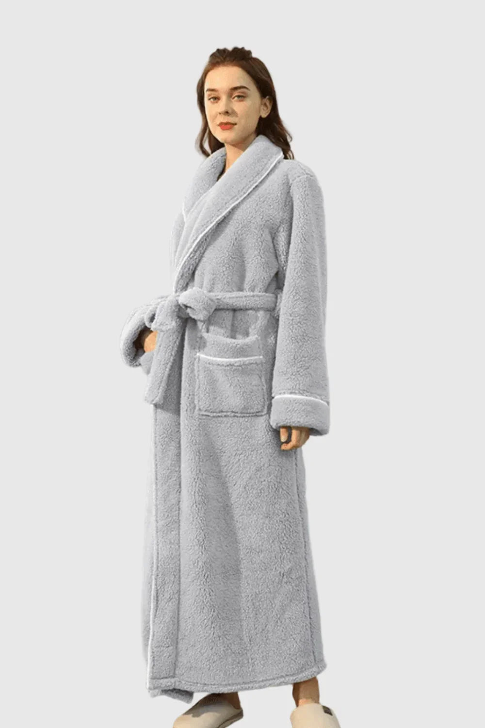 Peignoir de Bain Couple – Long, Douillet et Élégant — coloris gris clair