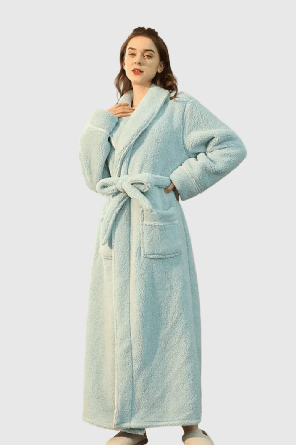 Peignoir de Bain Couple – Long, Douillet et Élégant — coloris turquoise