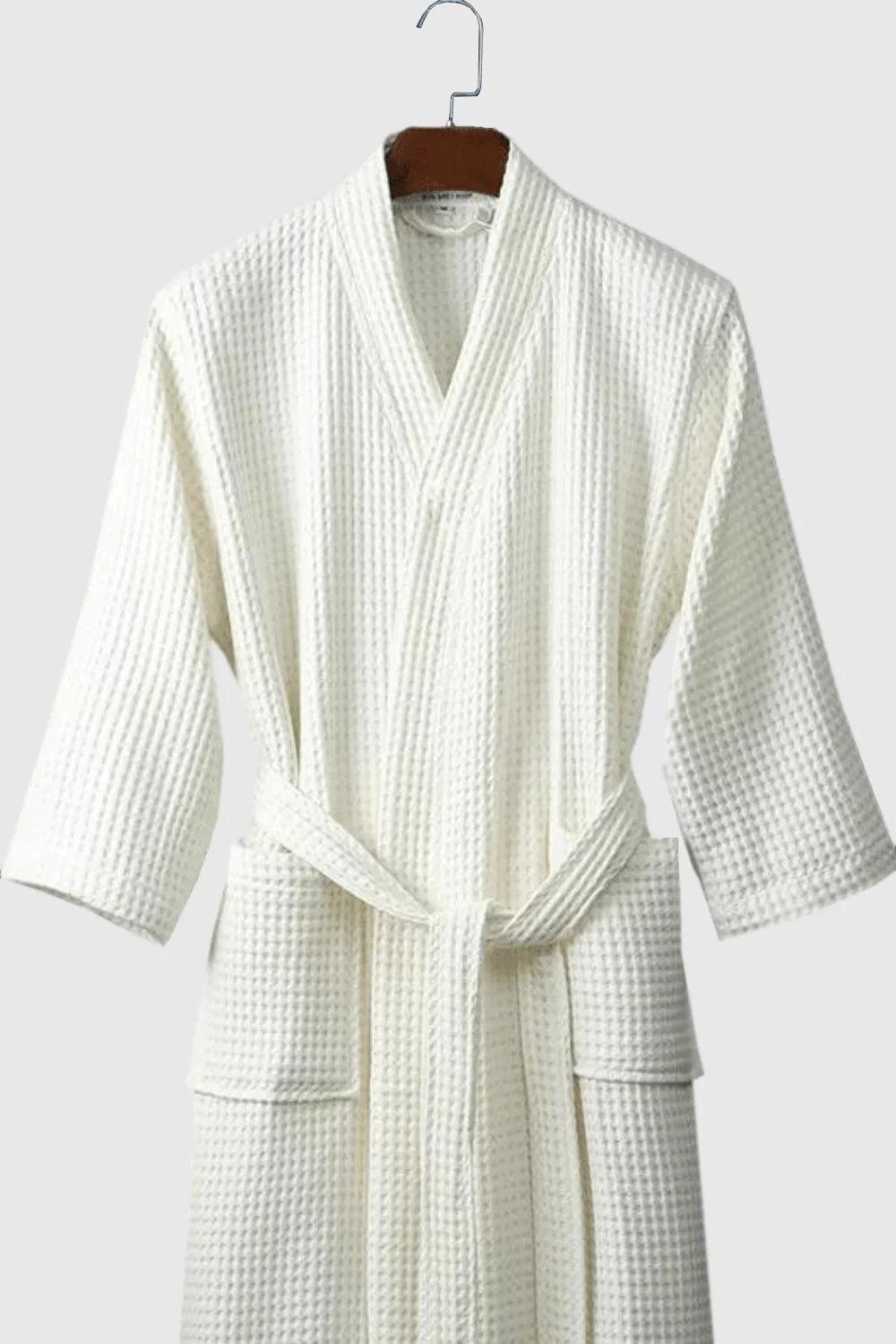 Unisex lightweight waffle cotton bathrobe Image