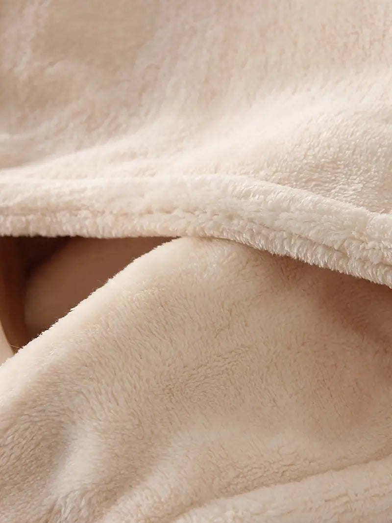 Soft long hooded fleece bathrobe