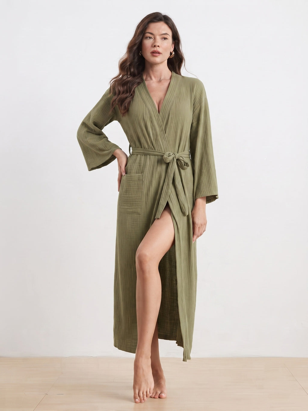 Women's white waffle lightweight dressing gown