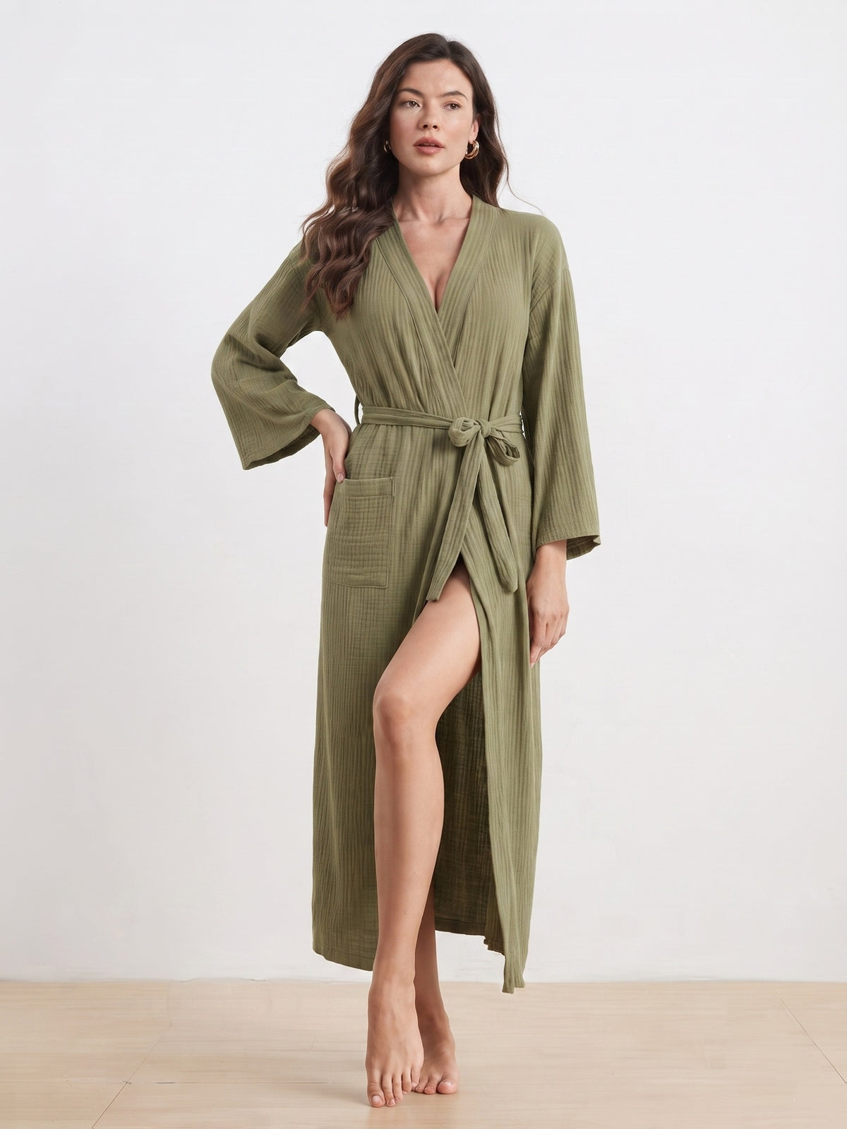 Women's white waffle lightweight dressing gown